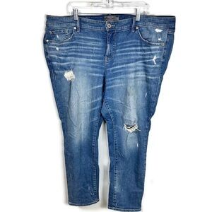 Torrid Boyfriend Straight Vintage Stretch Jeans 20 Mid-Rise Blue Distressed Plus